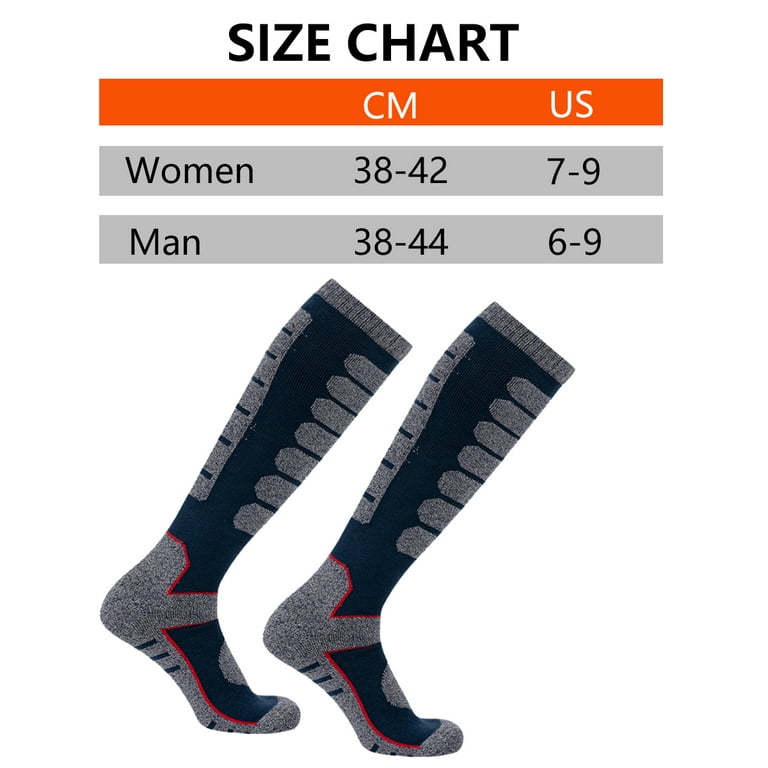 2Pairs Ski Socks Merino Wool Thermal Knee High Winter Snowboard Sport Socks  Men Women - Black+Gray