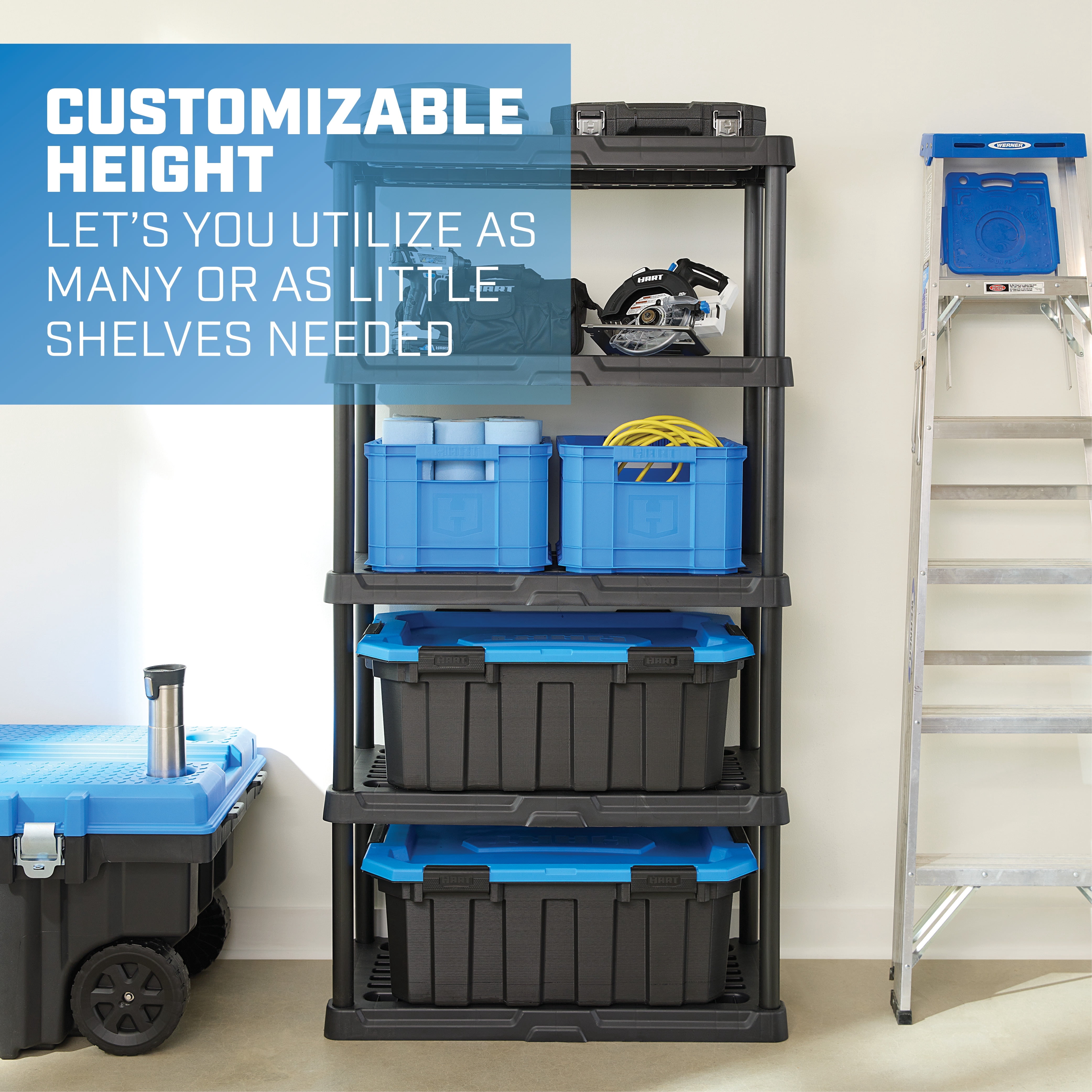 5 Tier 18" x 36" x 72" Hart Ventilated Resin Shelving: 750lb capacity