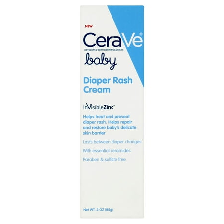 CeraVe InvisibleZinc Baby Diaper Rash Cream, 3 oz
