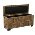 thumbnail image 3 of Daria Handwoven Natural Brown Abaca Rectangular Storage Entryway Bench by East at Main, 3 of 4