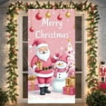 thumbnail image 5 of Pink Background Christmas Banner Snowman Design Merry Christmas Banner Christmas Tree Pattern Plaid Pattern Snowman Banner for Christmas Party Indoor Decoration Holiday Celebration, 5 of 9