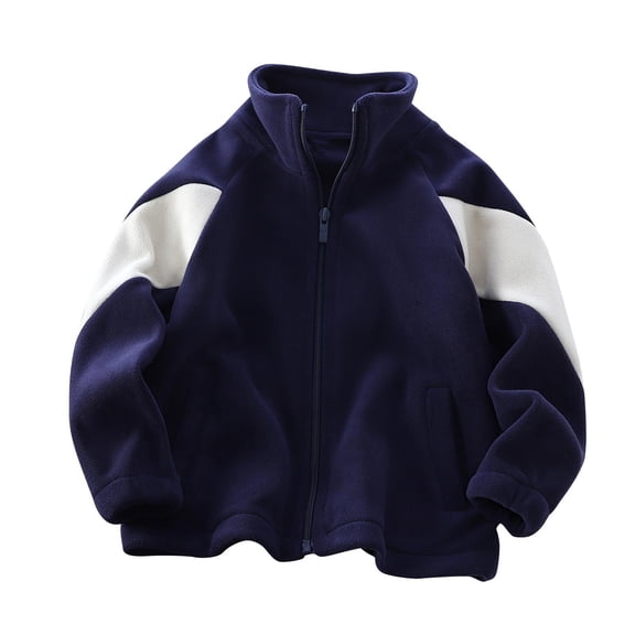 Efsteb Boys Winter Coat Fall Fashion Fleece Jackets Full Zip Soft Outwear Coat Cute Clothes with Pockets (Navy,5 Years)