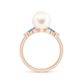 thumbnail image 2 of ANGARA Freshwater Cultured Pearl & Swiss Blue Topaz Butterfly Ring in 14K Rose Gold for Women | June Birthstone, Birthday, Anniversary, Jewelry Gift for Women | Pearl Ring, 2 of 8