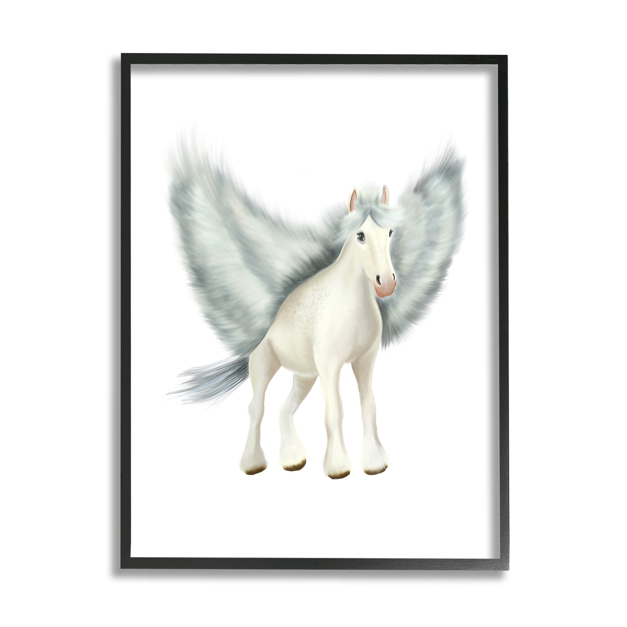 Stupell Industries Mythical Pegasus Creature Flying Horse Fantasy Painting Painting Black Framed Art Print Wall Art, Design by Studio Q