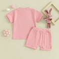 thumbnail image 4 of Okbabeha Toddler Baby Girl Summer Clothes Outfits 0 3 6 9 12 18 24Months 2t 3t Letter Short Sleeve Top Shirt+Short Pants Set, 4 of 7