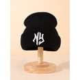 thumbnail image 3 of 3pcs/1pc Children's Warm Knitted Hat For Autumn And Winter,NY Embroidered Design,Ear Protection Warm Beanies black One Size, 3 of 4