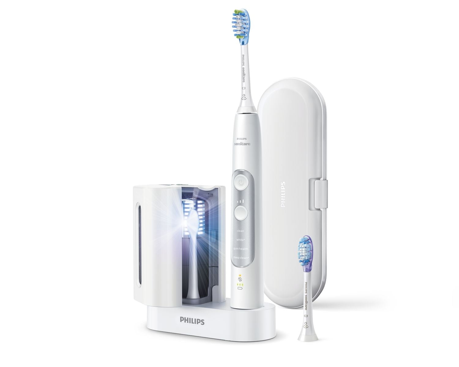 Brosse à dents électrique rechargeable avec assainisseur UV Philips Sonicare ExpertClean 7700, blanc, HX9630/18