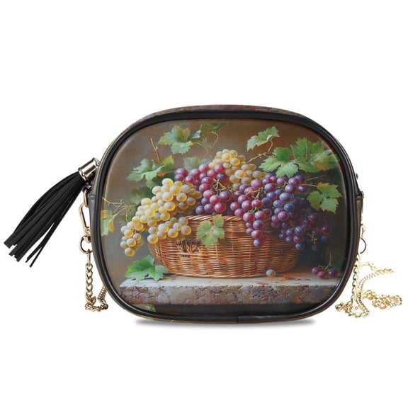 Womens Casual Chain Shoulder Bag Simple style Grapes Painting Crossbody Bag