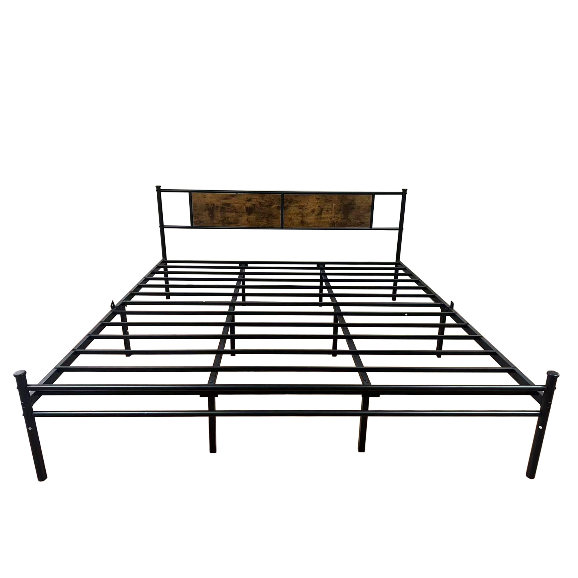 King Size Bed Frame with Headboard, Metal Platform Bed Frame with Metal Slats Support, Easy Assembly, Black
