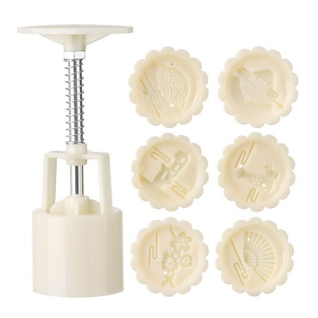 

2/4/6 Style Round Flower Mooncake Mold Set 50g Mid Autumn Festival DIY Hand Pressure Fondant Moon Cake Mould Decoration Tools 4 4
