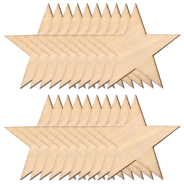 Estrellas de madera Uxcell en bruto para manualidades, recortes en forma de estrella de 2" para proyectos de bricolaje, paquete de 100