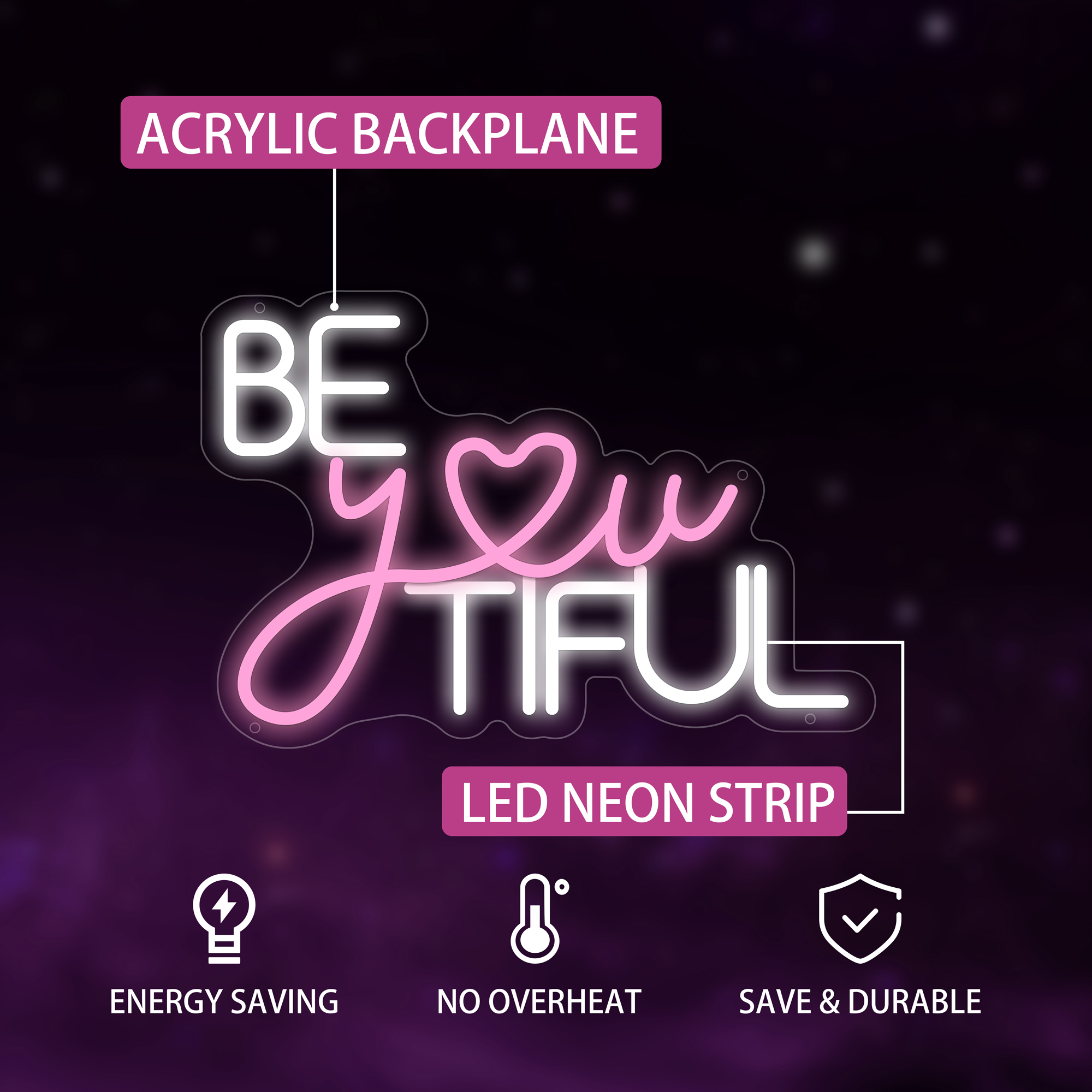 Beautiful Neon Signs for Wall Decor, Beautiful Neon Led Signs for Bedroom Decor Birthday Gift for Teen Girls Light Up Sign for Home, Wedding, Party