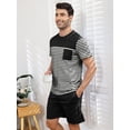 thumbnail image 3 of Men's Short Sleeve Pajama Sets 2 Pieces Men Cotton Pajamas Sets with Shorts Men Summer Sleepwear Set with Pockets, S-XXL, 3 of 11