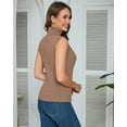 thumbnail image 2 of Sleeveless Turtlenecks Tops for Women Lightweight Knit Sleeveless Vest Stretchy Turtleneck Camel M, 2 of 7