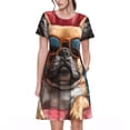 thumbnail image 1 of Disketp French Bulldog In Sunglasses para Vestido de Manga Corta para Mujeres, Vestidos de Verano para Mujeres, Casual y Holgado para la Playa, 1 of 6