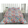 thumbnail image 2 of Ambesonne Botanical Quilted Bedspread Set 3 Pcs, Spring Season Love Dots, Twin, Coral Sky Blue and Peach, 2 of 4