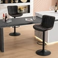 thumbnail image 5 of Kidol & Shellder Brown Leather Bar Stools Set of 2 Soft Swivel Counter Stools, 5 of 7