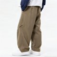 thumbnail image 6 of NAISIBABY Boys Cargo Pants Size 8, Elastic Waist Casual Baggy Straight Leg Kids Cotton Fashion Pants Khaki (3-15T), 6 of 7