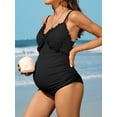 thumbnail image 7 of Charmo Pregnant One Piece Swimsuit Maternity Adjustable Straps Ruffle-Trim V Neck Swimwear, 7 of 7
