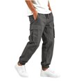 thumbnail image 4 of Ndbuld Boys' Cargo Jogger Pants Elastic Drawstring Waist Multi Pockets Casual Tapered Cuffed Kids Work Trousers Dark Gray 9-10 Years, 4 of 7