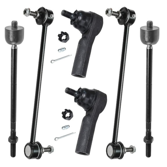 Detroit Axle - 6pc Front Suspension Kit for Ford 2009-2012 Escape, 2010-2011 Mazda Tribute Mercury Mariner, 4 Inner and Outer Tie Rod Ends 2 Sway Bar Links Replacement