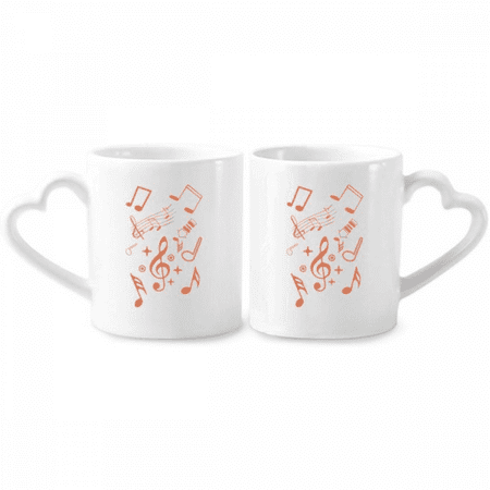 

Musical Notation Black Couple Porcelain Mug Set Cerac Lover Cup Heart Handle