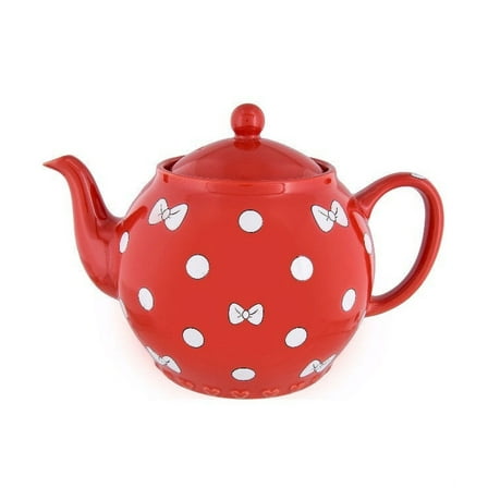 Disney Minnie Mouse Bow Red Ceramic Teapot - Dishwasher Safe