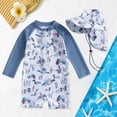 thumbnail image 2 of NIEWTR Baby/Toddler Boy Rash Guard Swimsuit Long Sleeve One Piece Zipper Swimwear Sunsuit Infant Bathing Suit Beachwear(Blue,6-12 Months), 2 of 7