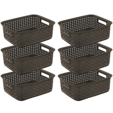 - Sterilite Decorative Wicker-Style Short Weave Basket, Espresso 12726P06 (6 Pack)