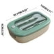 thumbnail image 3 of Caja bento de plástico apta para microondas con compartimentos divididos • A prueba de fugas y portátil • Incluye tenedor y cuchara • 20,5 x 13 x 6 cm, 3 of 4
