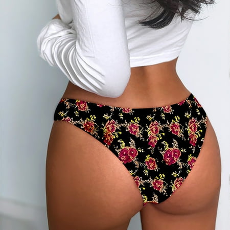 

QIPOPIQ Underwear for Women Plus Size 1 Pieces Sexy Print Lingerie Temptation Low-waist Briefs Panties