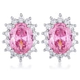 thumbnail image 1 of J Goodin E50201R-C12 Rhodium Plated Pink Petite Royal Oval Earrings, 1 of 1