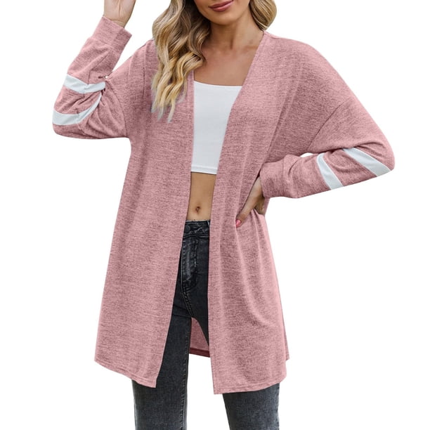Cárdigan para mujer, blusa de moda, tops de manga larga, cárdigan, abrigo liso, abrigo para mujer