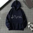 thumbnail image 2 of Bibifish Hoodies For Women Heart Beats Graphic Print Hoodies Fall Winter Casual Hoodies Long Sleeve Pullovers With Pocket, 2 of 3