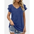 thumbnail image 3 of Womens Causual V Neck Short Sleeve Shirts Loose Tops Office Business Casual Blouses Dressy Shirts, 3 of 6