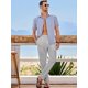 thumbnail image 5 of Pantalones JMIERR casuales de algodón y lino con cintura elástica para hombre, gris claro, 5 of 6