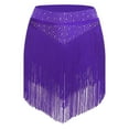 thumbnail image 3 of iiniim Women Latin Jazz Modern Dance Rhinestone Tassel Skirts Figure Skating Costumes Purple L, 3 of 5