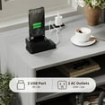 thumbnail image 5 of Fluted Nightstand with Charging Station - 19.6" Wide Modern Bedside Table with 2 Drawers, Wood End Table for Bedroom, 5 of 6