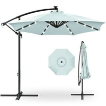 Best Choice Products 10ft Solar LED Offset Hanging Outdoor Market Patio Umbrella w/ Adjustable Tilt - Baby Blue