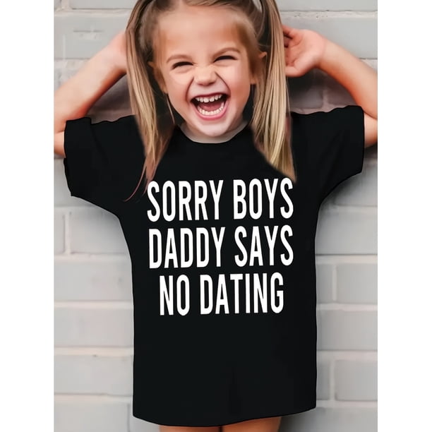 SCKMEU "Lo siento, chicos, papá dice que no hay citas" - Camiseta rosa divertida para niña | Algodón, informal y cómoda, cuello redondo y manga corta | Lavable a máquina | Ideal para primavera/verano