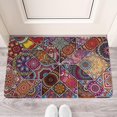 thumbnail image 2 of Retro Door Mat, 17 X 30 Inch Bohemian Purple Square Pattern (7) Welcome Doormat Decorative Home Floor Mat, Non Slip Rubber Back and Strong Water Absorption for Outdoor Indoor Entrance Decor, 2 of 6