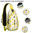 thumbnail image 2 of Bright Yellow Lemon Print Sling Backpack, Cute Summer Fruit Design Crossbody Daypack with Retro Vintage Floral Patterns, Lightweight and Adjustable Strap, 2 of 5