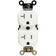 Leviton TBR20-W 20-Amp, 125-Volt, Nema 5-20R, 2P, 3W, Tamper-Resistant, Duplex Receptacle, Commercial Grade, Self Grounding, White