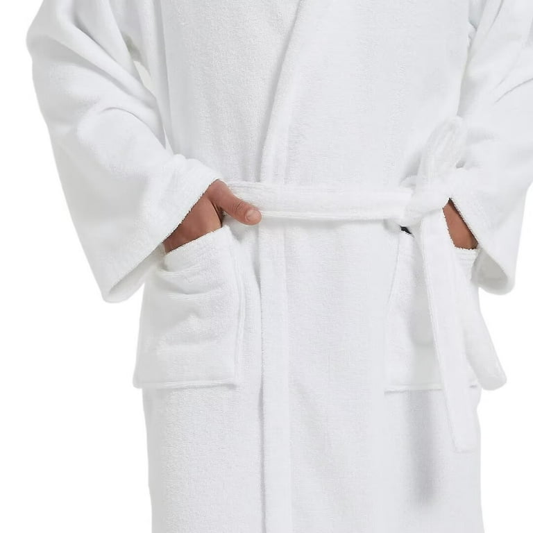 Snefrou Robe, Cotton Hooded Bathrobe for Men, White Terry Cloth Spa  Housecoat, Absorbent and Durable - Walmart.com