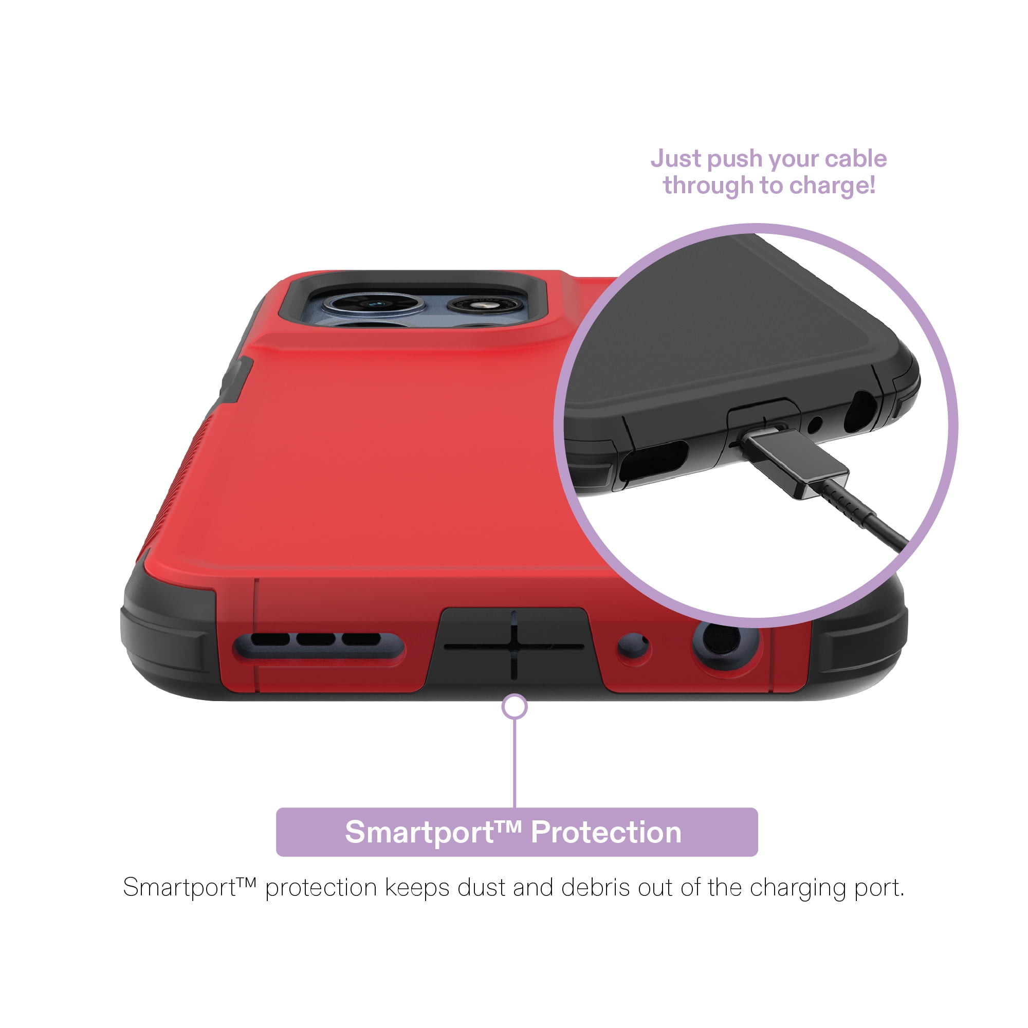 onn Slim Rugged Phone Case for Motorola moto g (2026) - Red/Black