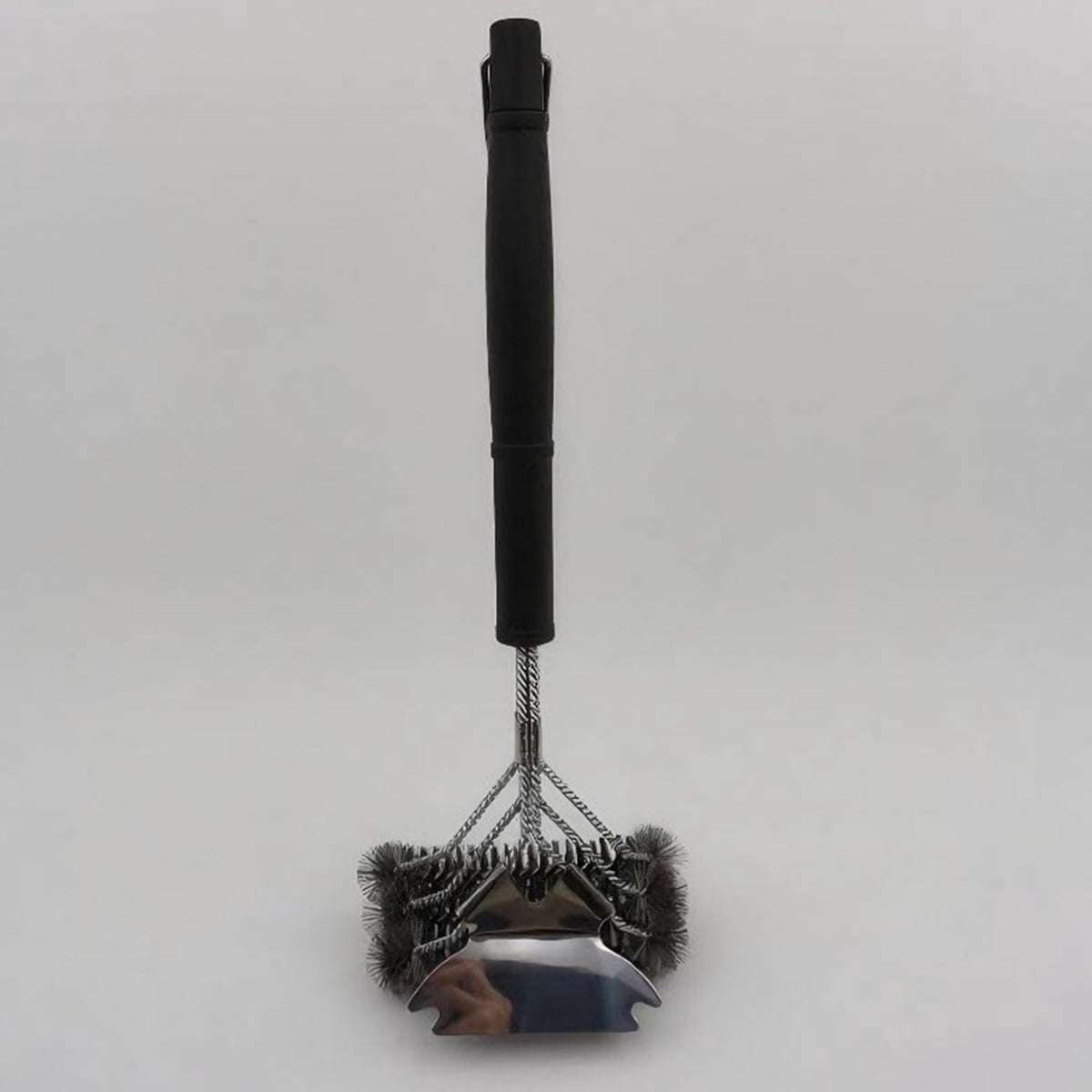 Long Handle BBQ Grill Cleaning Brush, Stainless Steel Wire Brush with Scraper Blade for Grill Grate, Barbecue Net, Oven Rack – Heavy Duty Outdoor Tool
