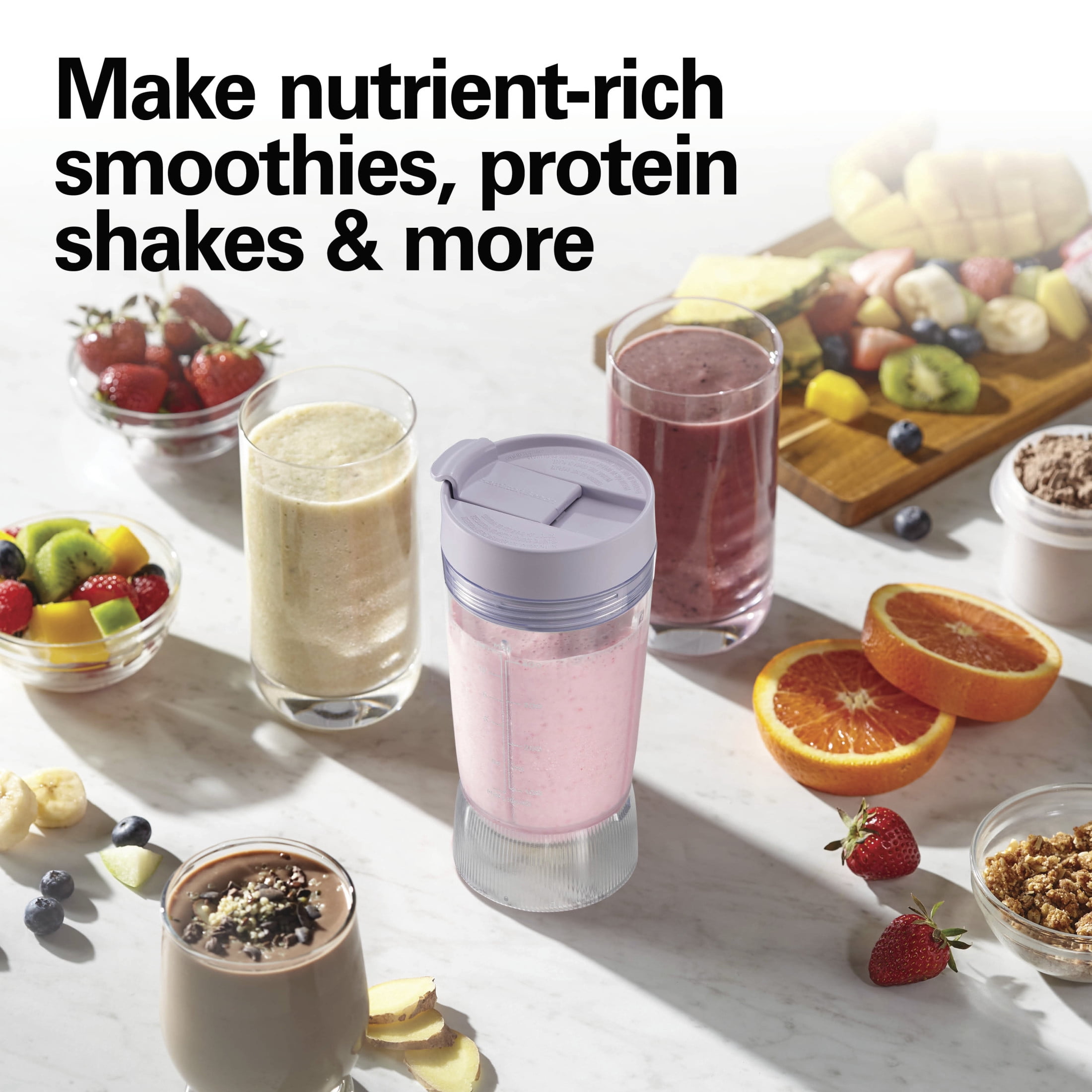Hamilton Beach Personal Blender, 14 oz BPA-Free Jar 300W Portable Blender for Shakes and Smoothies with Leakproof Lid, Purple