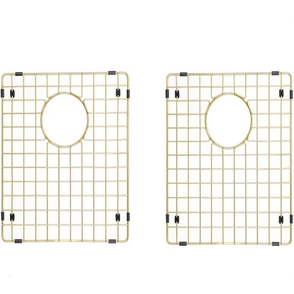 Starstar 50/50 Double Bowl Kitchen Sink Bottom Two Grids, Matte Gold 304 Stainless Steel (16 x 14)