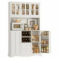 thumbnail image 6 of HORSTORS 70" Tall Pantry Cabinet, Kitchen Hutch with Microwave Stand, Modern Kitchen Storage Cabinet with 2 Drawers, Food Pantry with Wine Rack for Dining Room, Living Room, White, 6 of 7