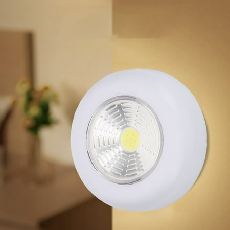 

PWPSG Wireless LED Disc Lights - Battery Operated Under Cabinet Lighting Portable Night Light with 60 Lumens Brightness Stick-On Anywhere for Kitchen Closet Wardrobe White